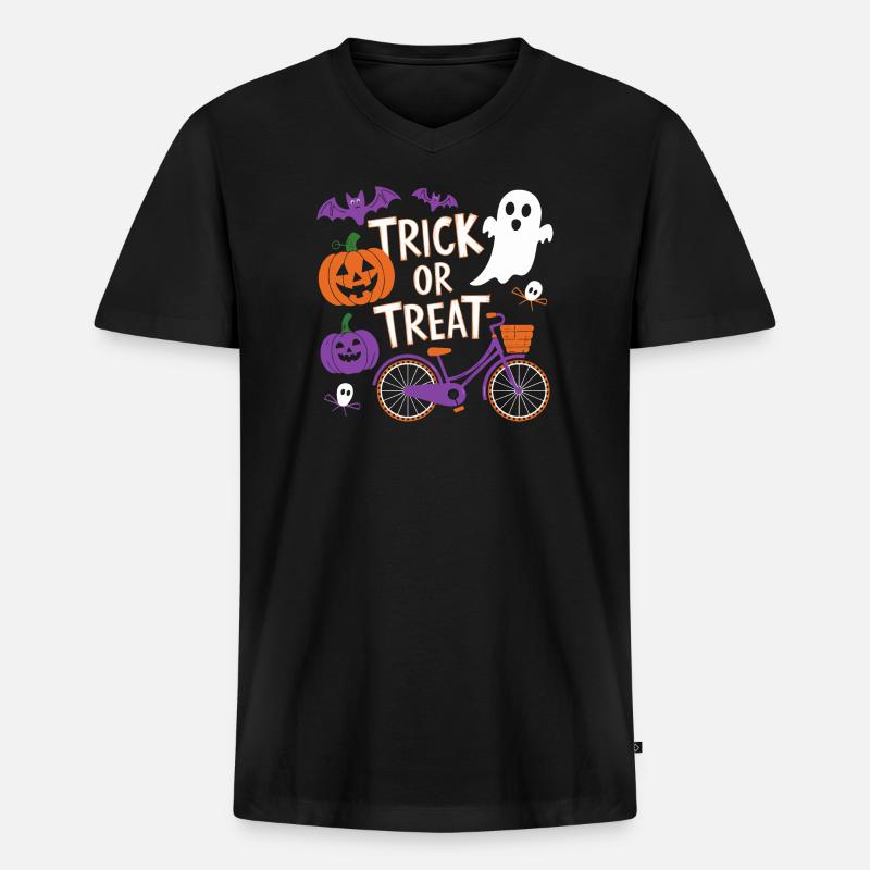 Halloween Fahrrad Süßes oder Saures Design - Männer Premium Bio T-Shirt mit V-Ausschnitt - Schwarz
