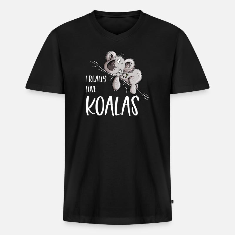 I Really Love Koalas Koala Bär - Männer Premium Bio T-Shirt mit V-Ausschnitt - Schwarz