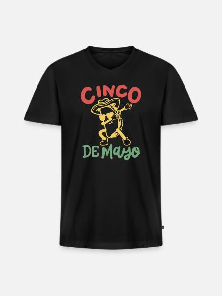 Cinco de Mayo Dabbing Taco - Männer Premium Bio T-Shirt mit V-Ausschnitt - Schwarz