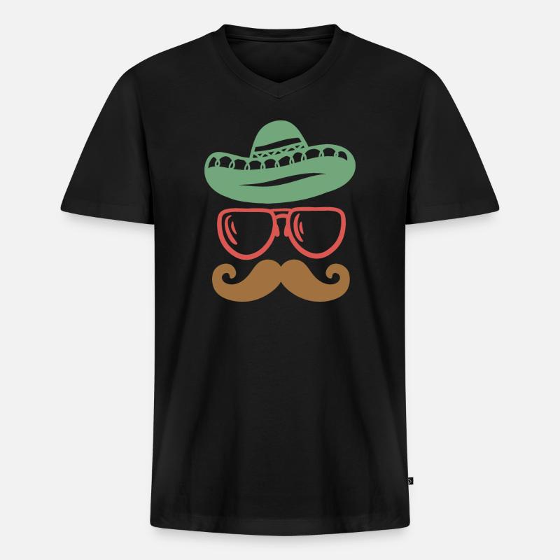 Cinco de Mayo mexikanisch Schnurrbart - Männer Premium Bio T-Shirt mit V-Ausschnitt - Schwarz