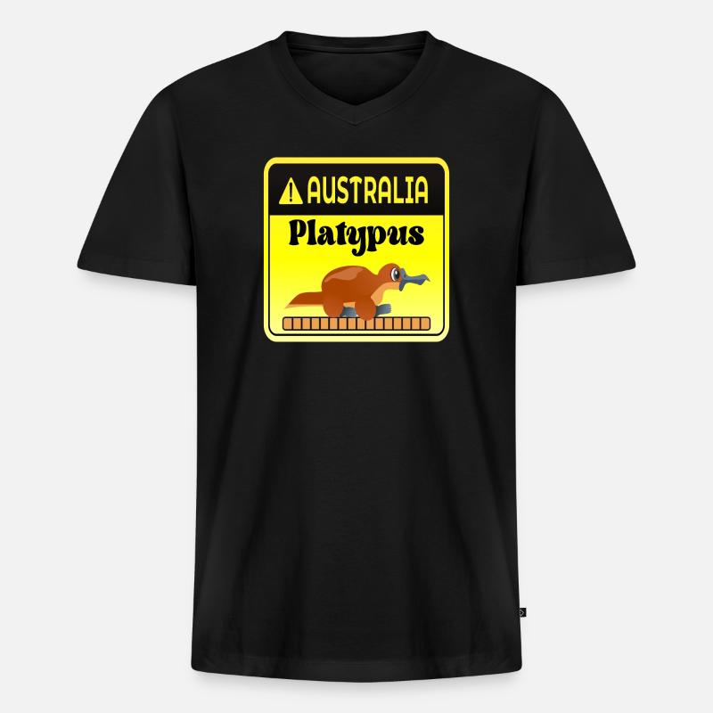 Australien Schnabeltier-Warnung - Säugetiere - Männer Premium Bio T-Shirt mit V-Ausschnitt - Schwarz