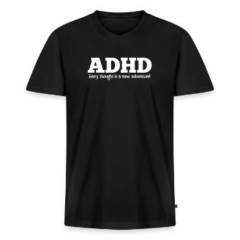 ADHS - Männer Premium Bio T-Shirt mit V-Ausschnitt - Schwarz - Vorne - Nico (187cm)
