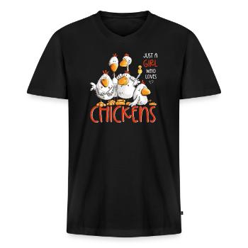 Just A Girl Who Loves Chickens Huhn Hühner Fan - Männer Premium Bio T-Shirt mit V-Ausschnitt - Schwarz - Vorne - Nico (187cm)