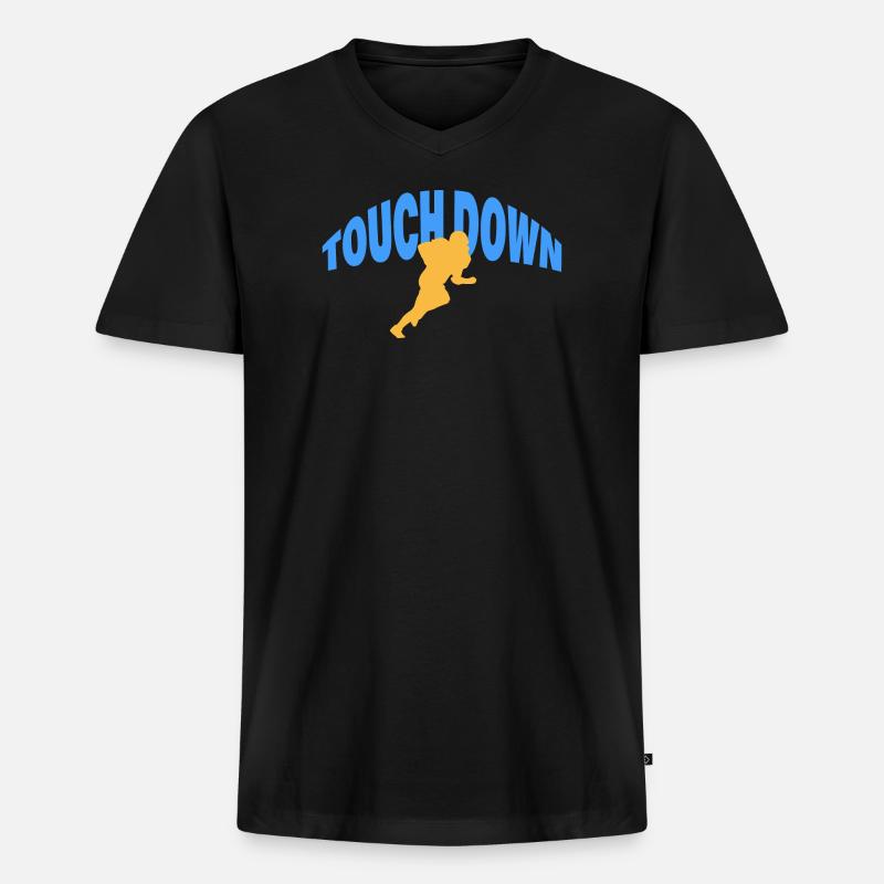 TOUCH DOWN - Männer Premium Bio T-Shirt mit V-Ausschnitt - Schwarz