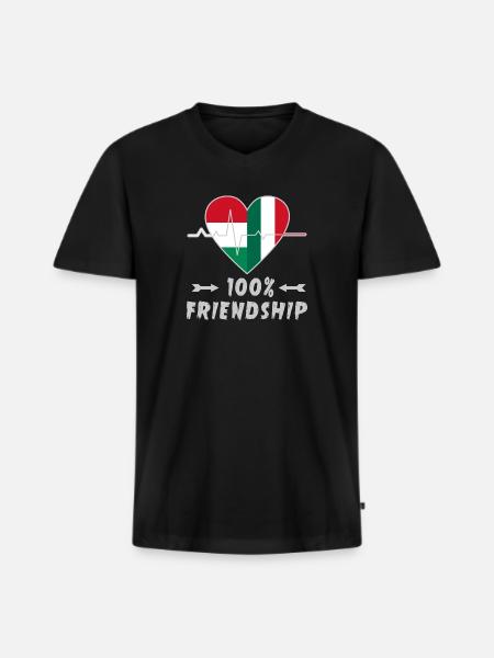 Hungary and Italy 100% friendship - Men's Premium Organic T-shirt with V-neck - black