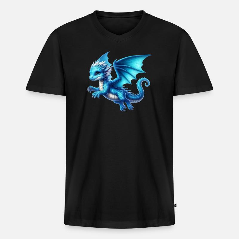 Drache - Männer Premium Bio T-Shirt mit V-Ausschnitt - Schwarz