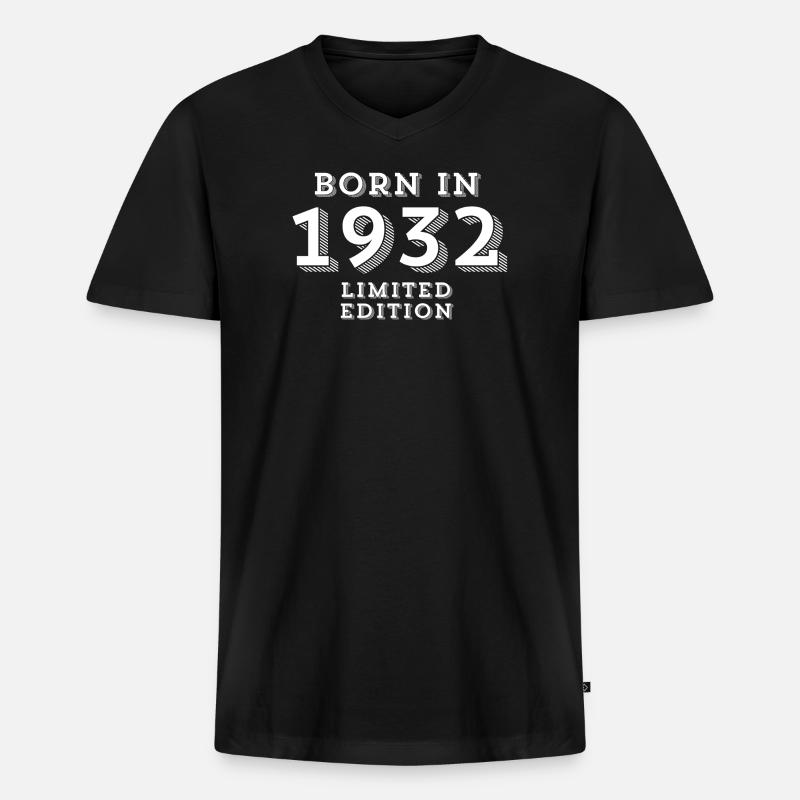 1932, Geburtsjahr, Geburtsdatum - Männer Premium Bio T-Shirt mit V-Ausschnitt - Schwarz