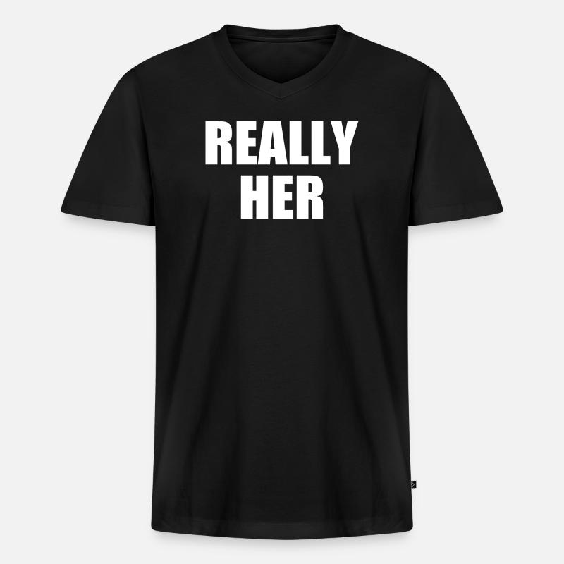 really her - Männer Premium Bio T-Shirt mit V-Ausschnitt - Schwarz