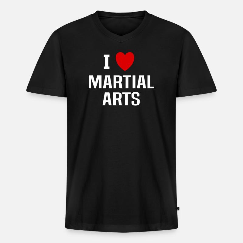Ich liebe Kampfsport - Männer Premium Bio T-Shirt mit V-Ausschnitt - Schwarz