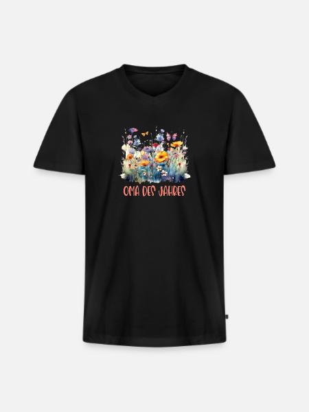 Oma des Jahres! - Männer Premium Bio T-Shirt mit V-Ausschnitt - Schwarz