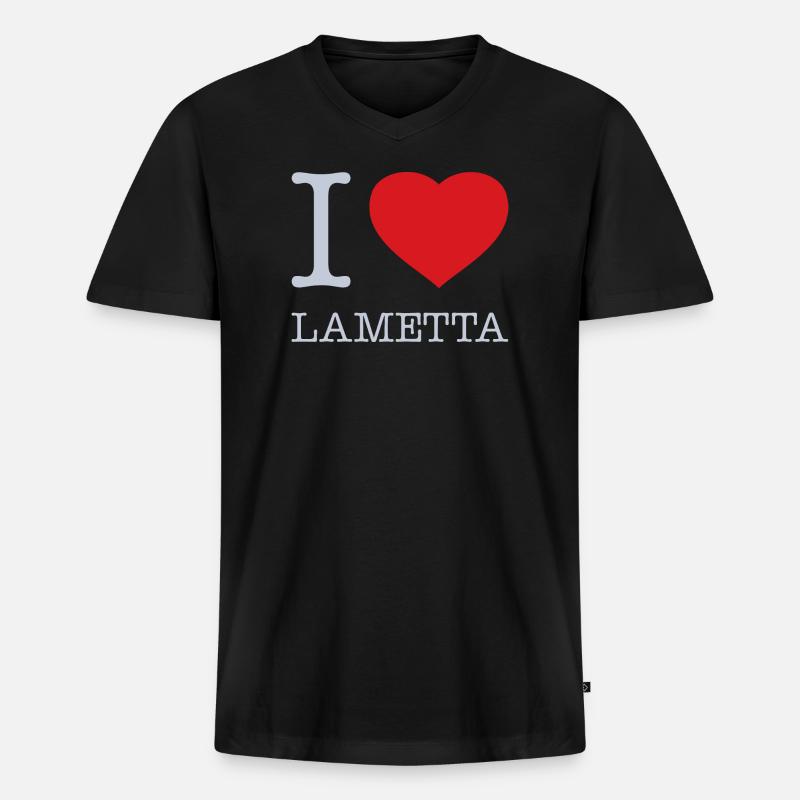 I LOVE LAMETTA - Männer Premium Bio T-Shirt mit V-Ausschnitt - Schwarz