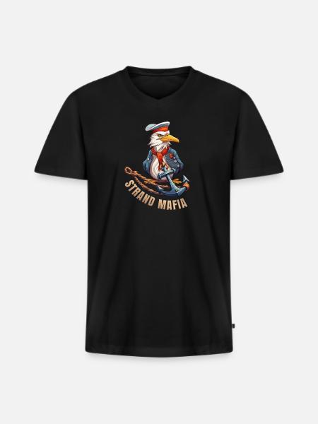Seefahrer Adler mit Anker - Männer Premium Bio T-Shirt mit V-Ausschnitt - Schwarz