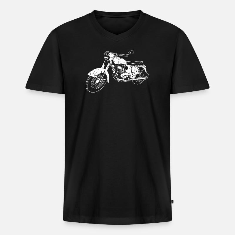 350er Oldtimer Motorrad - Männer Premium Bio T-Shirt mit V-Ausschnitt - Schwarz