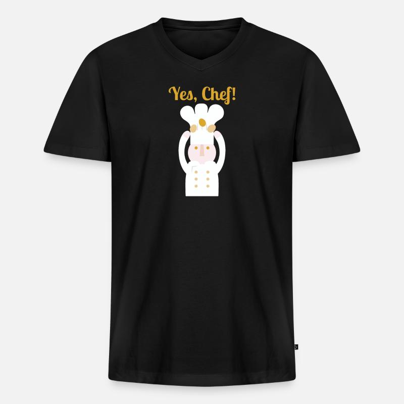 Ja, Chefkoch! l Text - Männer Premium Bio T-Shirt mit V-Ausschnitt - Schwarz