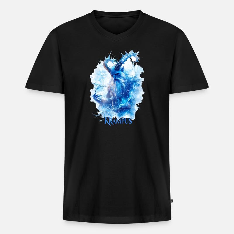 Krampus in einer Eislandschaft - Männer Premium Bio T-Shirt mit V-Ausschnitt - Schwarz