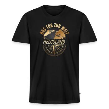 Das Tor zur Welt - Helgoland - Männer Premium Bio T-Shirt mit V-Ausschnitt - Schwarz - Vorne - Nico (187cm)