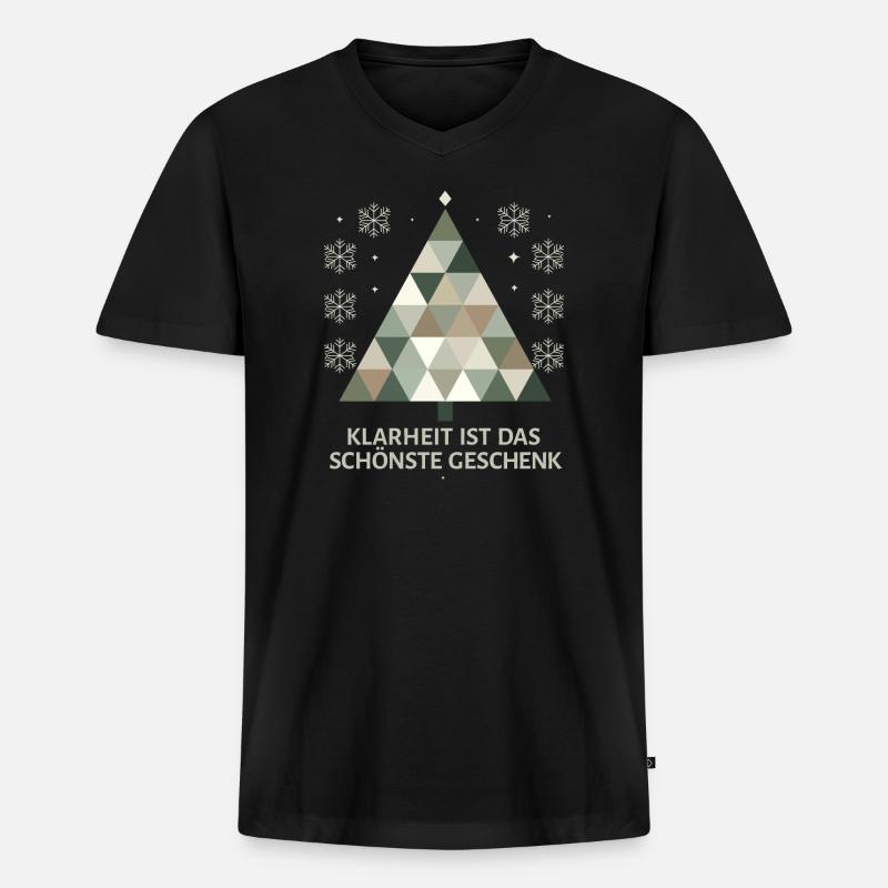 Minimalistischer Weihnachtsbaum: Schlichte Eleganz - Männer Premium Bio T-Shirt mit V-Ausschnitt - Schwarz