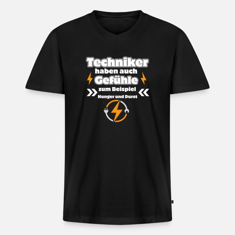 Techniker Gefühle - Männer Premium Bio T-Shirt mit V-Ausschnitt - Schwarz