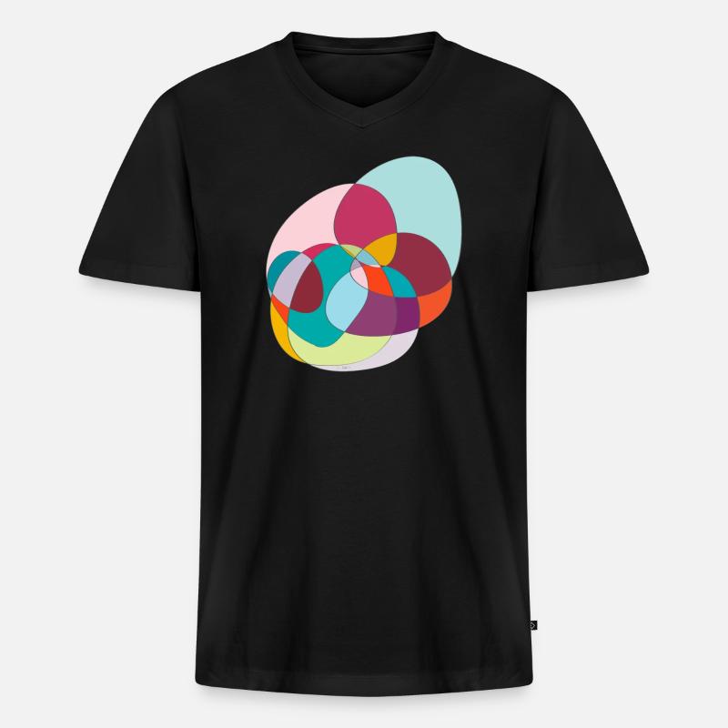 Verschlungene Farbkreise - Männer Premium Bio T-Shirt mit V-Ausschnitt - Schwarz