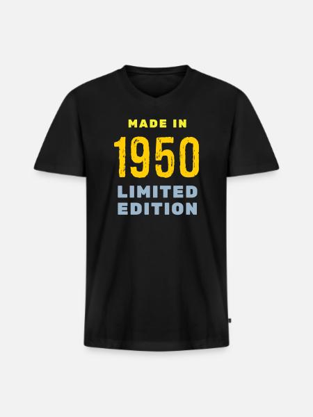 1950 - Men's Premium Organic T-shirt with V-neck - black