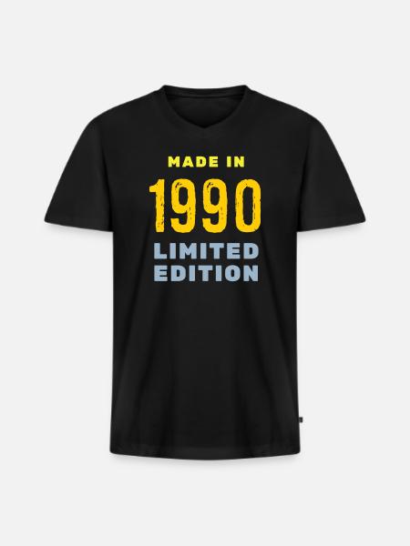 1990 - Men's Premium Organic T-shirt with V-neck - black