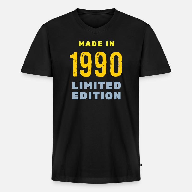 1990 - Männer Premium Bio T-Shirt mit V-Ausschnitt - Schwarz