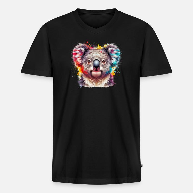 Koala - Männer Premium Bio T-Shirt mit V-Ausschnitt - Schwarz