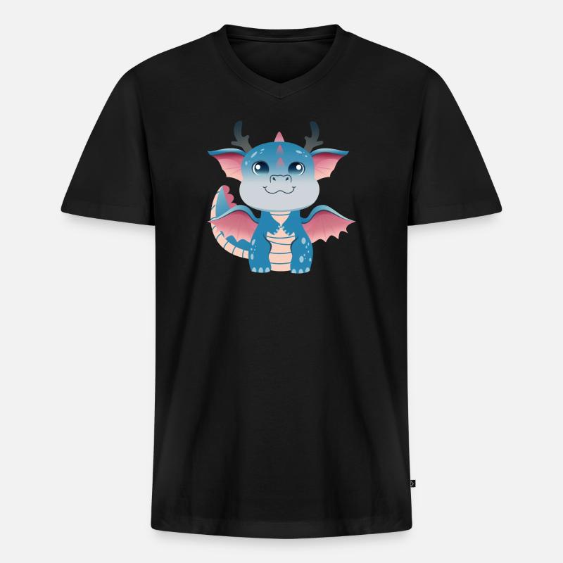 Azurblauer Drachenling-Amulett - Männer Premium Bio T-Shirt mit V-Ausschnitt - Schwarz