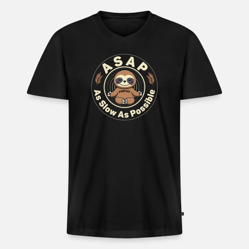 So langsam wie möglich - Männer Premium Bio T-Shirt mit V-Ausschnitt - Schwarz