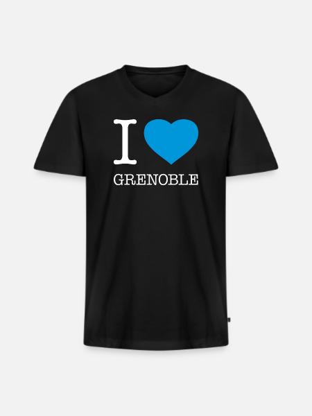 J’ADORE GRENOBLE - T-shirt encolure en V Premium bio Homme - noir