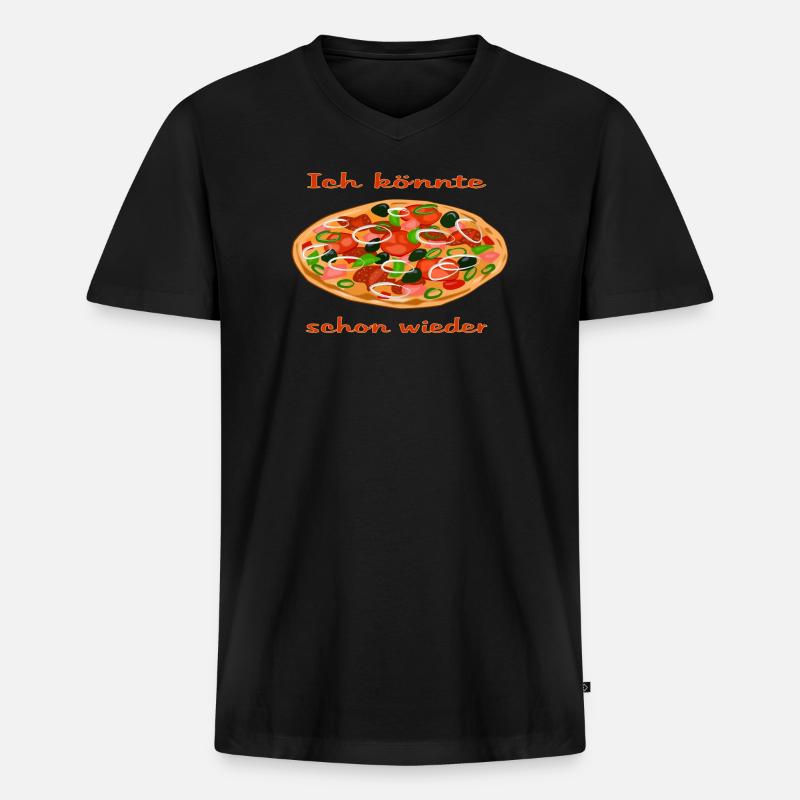 Lebendige Pizza mit frischen Zutaten - Männer Premium Bio T-Shirt mit V-Ausschnitt - Schwarz