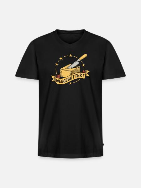 Funny buttered away - Men's Premium Organic T-shirt with V-neck - black