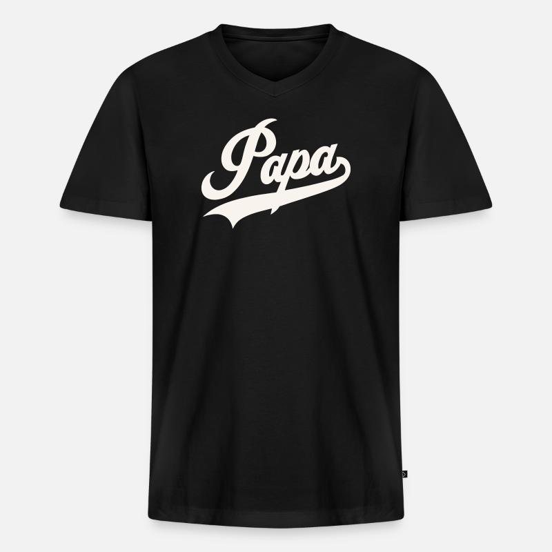 Klassisches Papa-Skript - Männer Premium Bio T-Shirt mit V-Ausschnitt - Schwarz