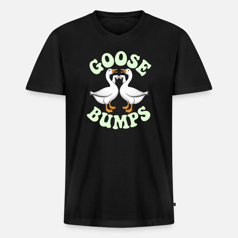 Gans Duo Herz Emblem - Männer Premium Bio T-Shirt mit V-Ausschnitt - Schwarz