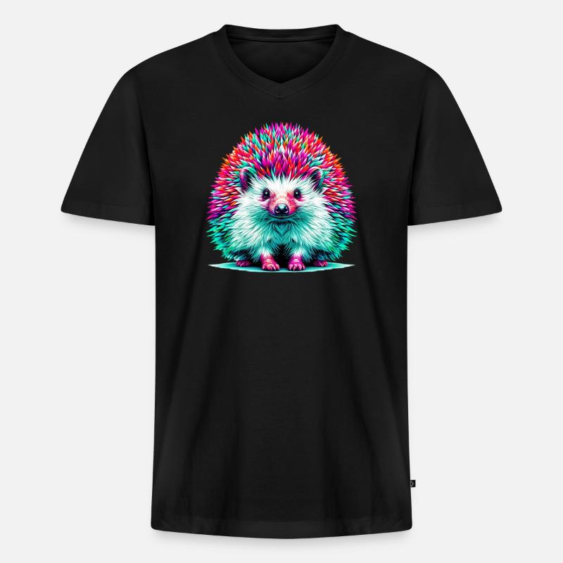 Igel - Männer Premium Bio T-Shirt mit V-Ausschnitt - Schwarz
