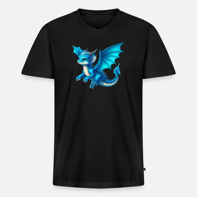 Drache - Männer Premium Bio T-Shirt mit V-Ausschnitt - Schwarz