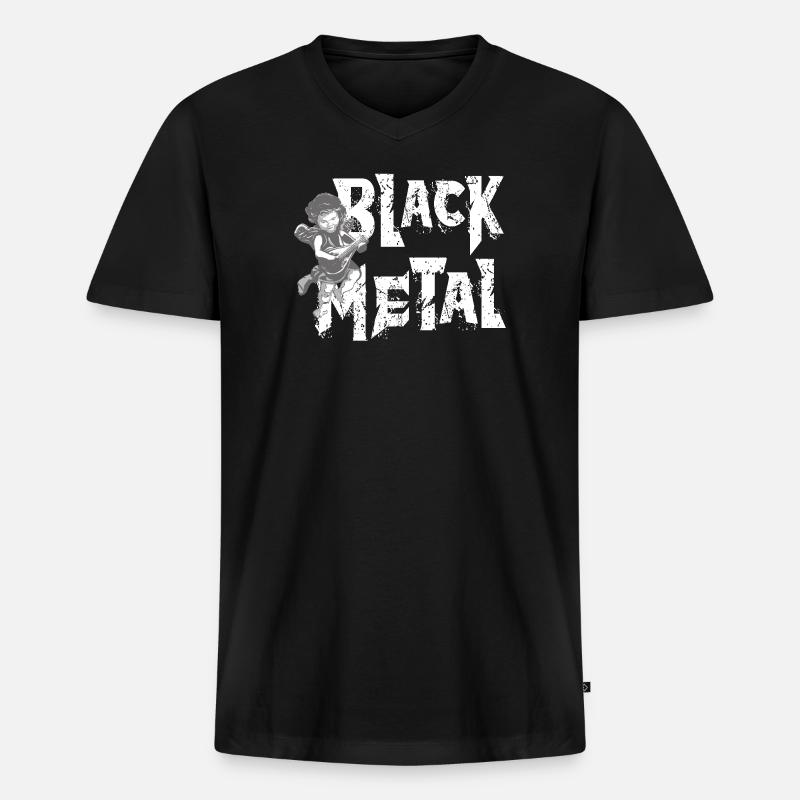BLACK METAL - Männer Premium Bio T-Shirt mit V-Ausschnitt - Schwarz