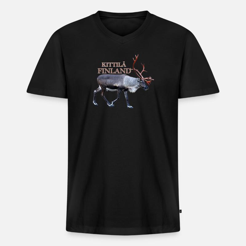 Kittilä - Männer Premium Bio T-Shirt mit V-Ausschnitt - Schwarz