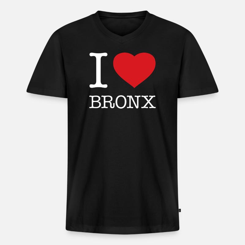 I LOVE BRONX - Männer Premium Bio T-Shirt mit V-Ausschnitt - Schwarz