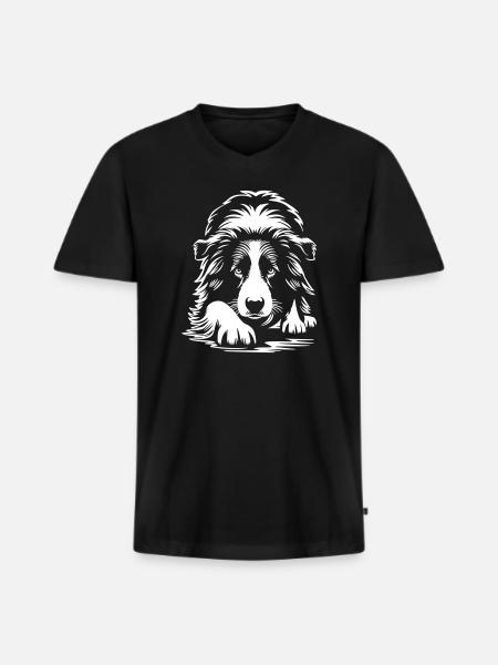 Border Collie "Black Edition" - Men's Premium Organic T-shirt with V-neck - black
