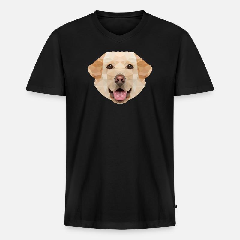 Labrador Polygon Hund - Männer Premium Bio T-Shirt mit V-Ausschnitt - Schwarz