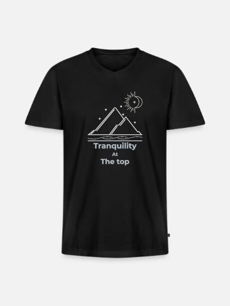 Tranquillité au sommet slow living - T-shirt encolure en V Premium bio Homme - noir