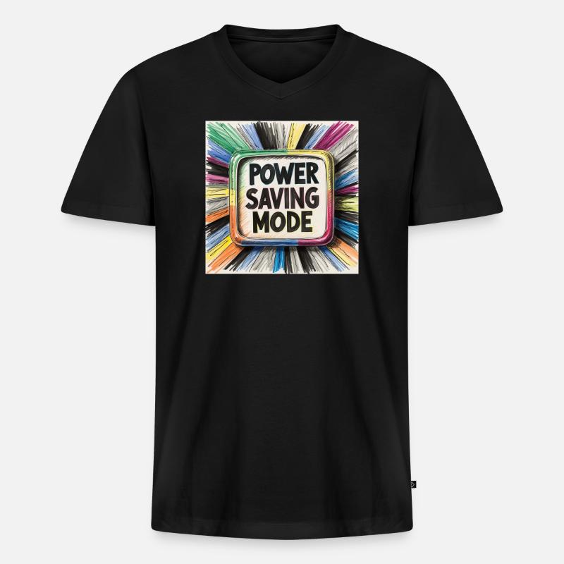 Power Saving Mode - Männer Premium Bio T-Shirt mit V-Ausschnitt - Schwarz