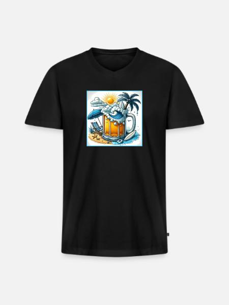 Beer & Beach – Les vacances parfaites - T-shirt encolure en V Premium bio Homme - noir