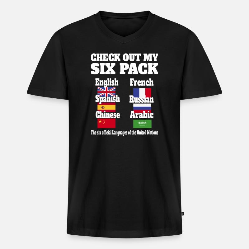 Sprachen Sixpack - Männer Premium Bio T-Shirt mit V-Ausschnitt - Schwarz