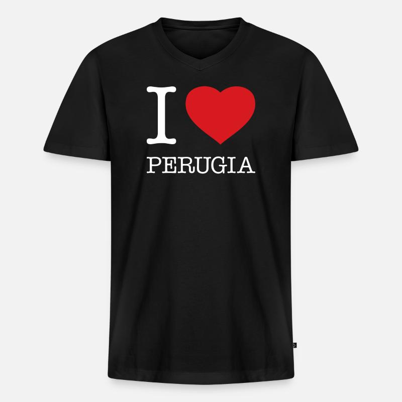 I LOVE PERUGIA - Männer Premium Bio T-Shirt mit V-Ausschnitt - Schwarz