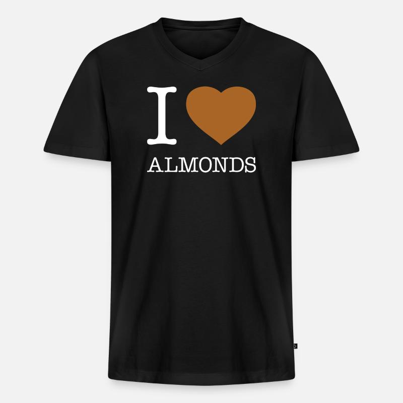 I LOVE ALMONDS - Männer Premium Bio T-Shirt mit V-Ausschnitt - Schwarz