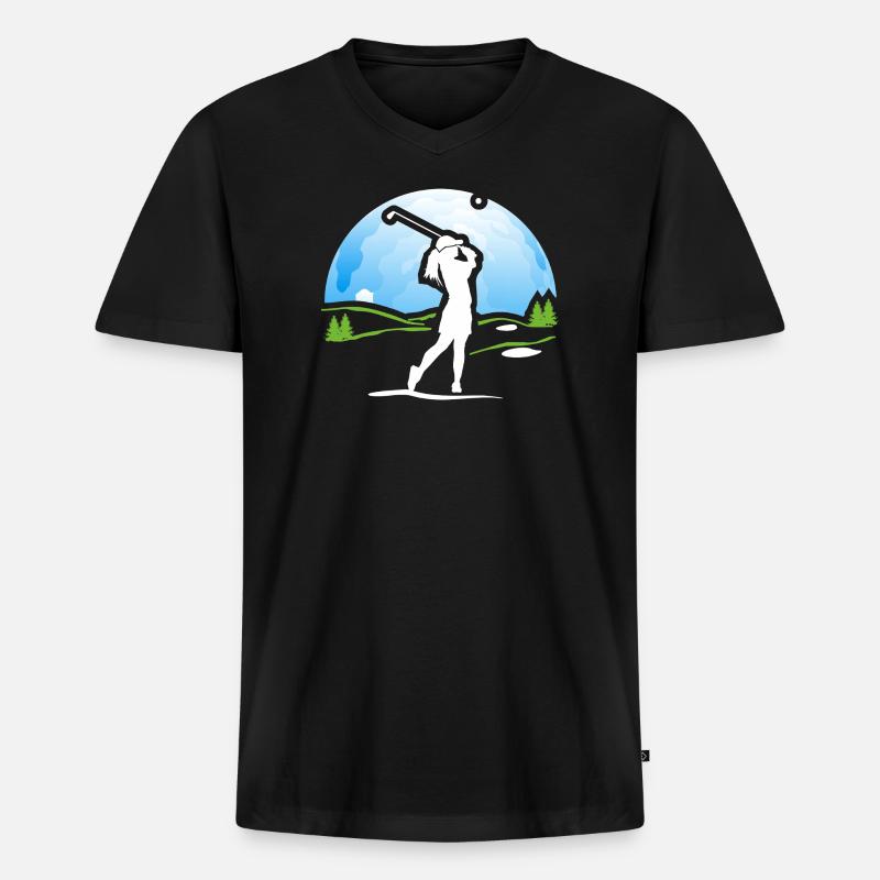 Golferin Golf Golf Shirt Geschenk - Männer Premium Bio T-Shirt mit V-Ausschnitt - Schwarz