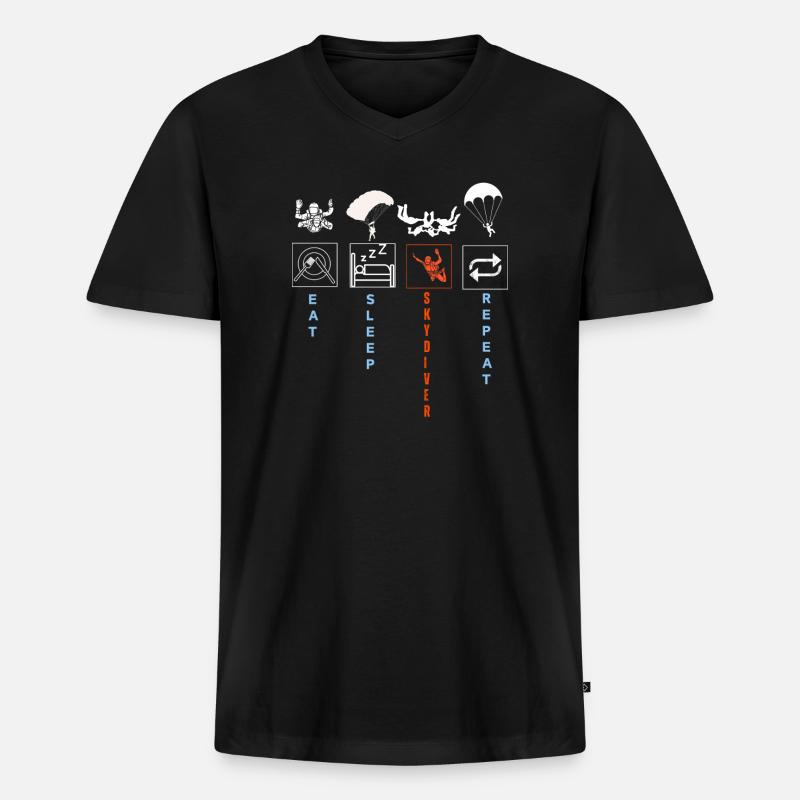 Dynamische Fallschirmspringer-Silhouette Illustration - Männer Premium Bio T-Shirt mit V-Ausschnitt - Schwarz