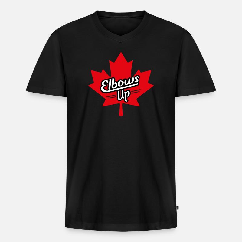 Elbows Up Maple Leaf Design - Männer Premium Bio T-Shirt mit V-Ausschnitt - Schwarz